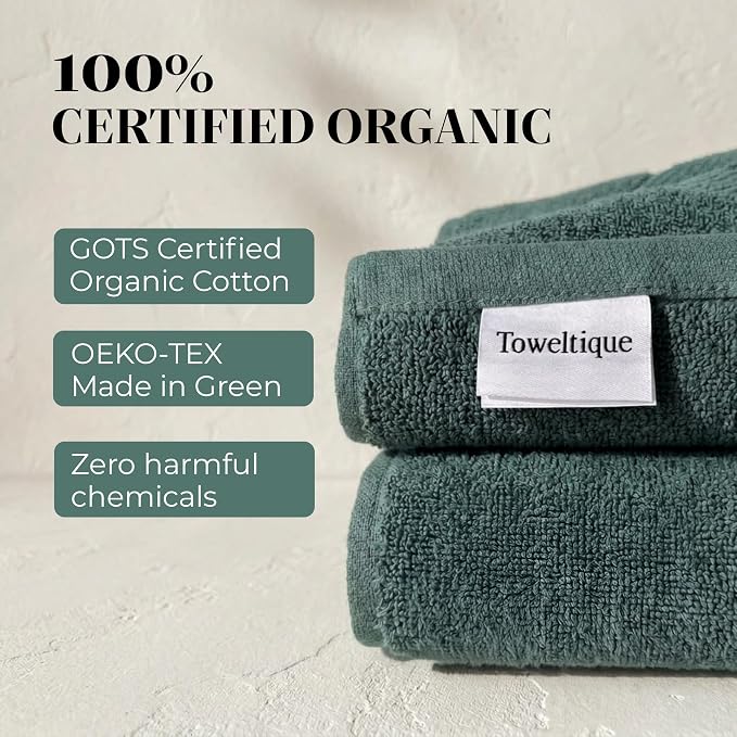 6 Piece Organic Cotton Luxury Bath Towel Set, 700 GSM Plush Long-Staple Bath Hand Wash Bundle, Soft Absorbent Quick-Dry Bathroom Towels, GOTS & Oeko-TEX Certified Hotel Spa Quality – Slate Gray