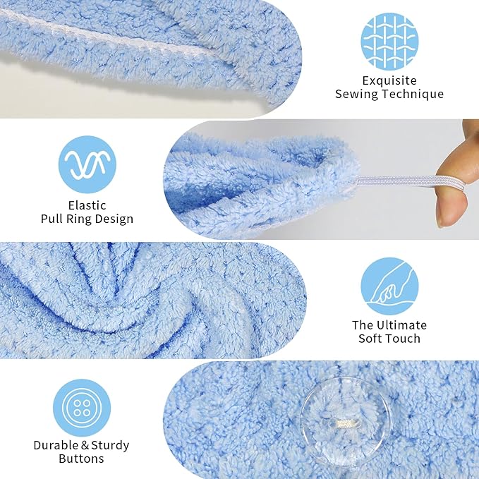 my novel things 3 Pack Microfiber Hair Towel Wrap for Women 25.4"x9.8", Super Absorbent Hair Towel Wrap, Quick Dry Hair Towels with Button for Curly Hair Anti Frizz (Blue,Green,Gray)