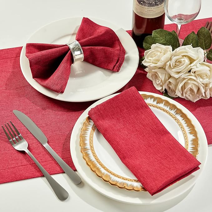 Mebakuk Cloth Napkins Set of 6, Premium 17 x 17 Inch Solid Washable Linen Style Napkins, Soft Table Napkin for Wedding Party Restaurant Dinner Parties