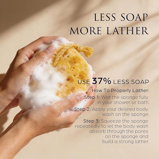 Spongentle Loofah Sponge for Shower and Bathing, Bath Sponge with Dual Texture, Shower Pouf for Gentle and Deep Exfoliation, Large Size Body Scrubber for Men & Women, PU Foam, 37% More Lather, 2 Pack