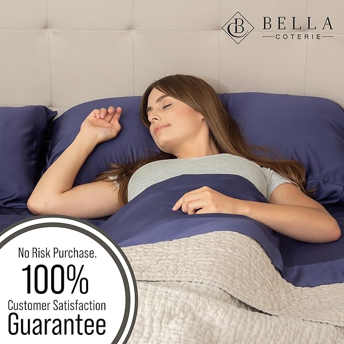 Bella Coterie | Luxury Bamboo Viscose Queen Size Pillowcase Set | 100% Organically Grown | Ultra Soft | Cooling | 2 Pcs [Twilight Blue]