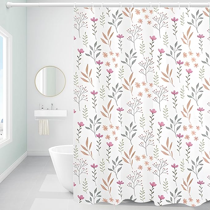 Plastic Shower Curtain Liner, Premium EVA 6G Fresh Flower Shower Curtain, Shower Curtains for Bathroom with 3 Magnetic Weights and Rustproof Grommets (Fresh Flower, 72x72 in)