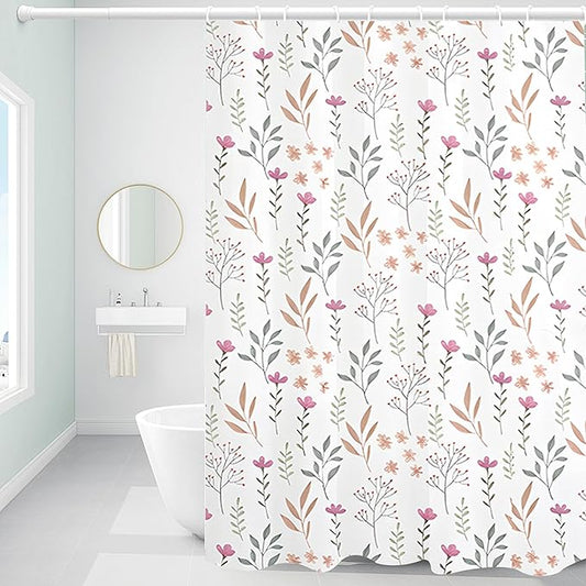 Plastic Shower Curtain Liner, Premium EVA 6G Fresh Flower Shower Curtain, Shower Curtains for Bathroom with 3 Magnetic Weights and Rustproof Grommets (Fresh Flower, 72x72 in)