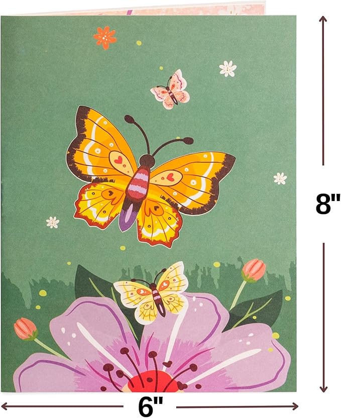 Frndly by Paper Love 3D Floral Bliss Pop Up Card, Gift for Birthday, Wedding, Anniversary, Thank You, Get Well, Valentine’s Day, Mother’s Day & All Occasions, 100% Recycled & Eco-Friendly, 8" x 6" Cover, Includes Envelope and Note Tag