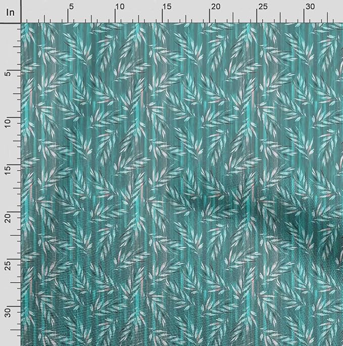 Soimoi Luxurious 58" Wide Green - Leaves Printed, Cotton Jersey Fabric - Perfect Material for Clothing, Home Decor, Craft Projects, 1 Yard