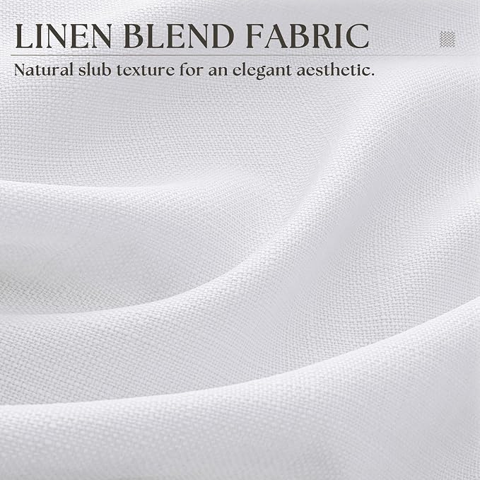 White Linen Curtains 108 Inches Long Non-See-Through Grommet for Bedroom Light Filtering Semi Privacy Muslin Cloth Drapes for Window Living Room Neutral Modern Boho Snow White 108 Inch Curtain 9Ft