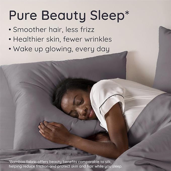 Bambaw 100% Viscose Derived from Bamboo Pillowcases Standard Size – Set of 2 Cooling Pillow Case with Envelope Closure, Breathable & Soft Pillow Cases Standard Size, Anti Acne Pillow Case (Dark Gray)
