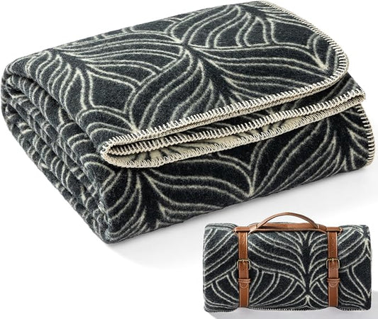 Molithe 100% Wool Blanket, 48" x 62", Warm, Thick, Washable, Military Wool Blanket, Great for Camping, Outdoors, Sporting Events, Survival Kits Leaf