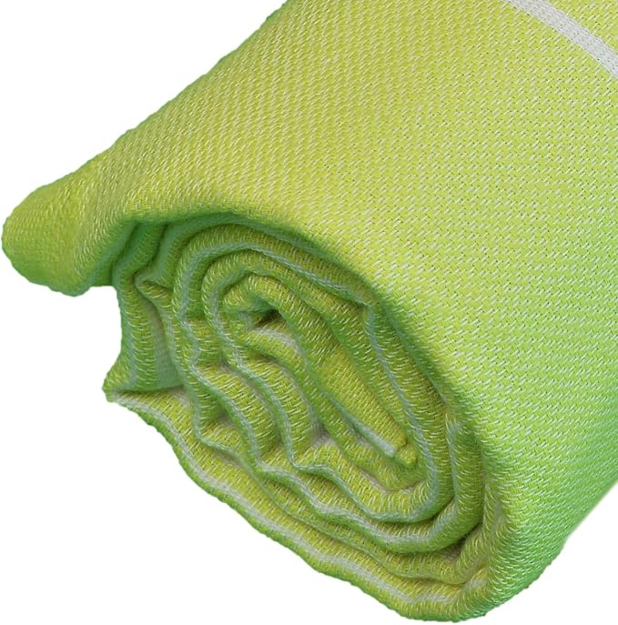 Bersuse Towels Anatolia XL Beach Blanket Throw Blanket Turkish Towel 100% Cotton Extra-Large Quick-Dry Lightweight Premium Peshtemal Towel - 61x82 Inches, Pistacho Green (Set of 3)