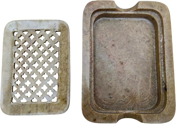 Soapstone Hand Carved Soap Dish Polished and Shiny - Marble Dish Holder Beautifully Crafted Bathroom Accessories Handicraft Decor Hand Carving Soap Holder | Soap Tray | Soap Case (Rectangle Shape)