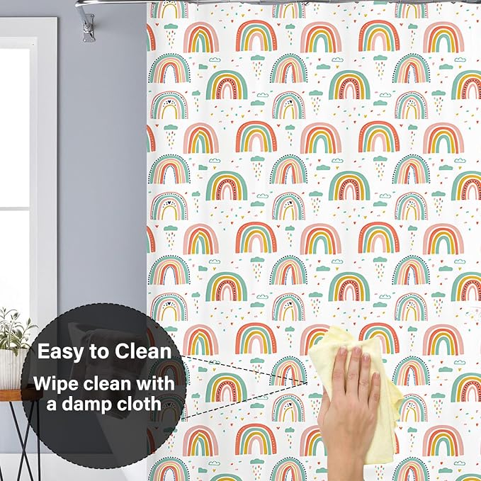 Plastic Shower Liner - Premium EVA 6G Shower Curtain Liner with Rustproof Grommets and 3 Weighted Magnets, Waterproof Shower Curtains for Bathroom (Rainbow, 72" x 78")
