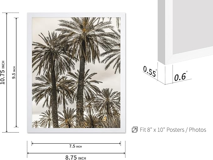 Monem Art Vintage Palm Tree Photography Print - Minimalist Tropical Landscape Poster - Wall Decor for Living Room, Bedroom or Office - 8x10 White Framed Wall Art by Mareike Bohmer
