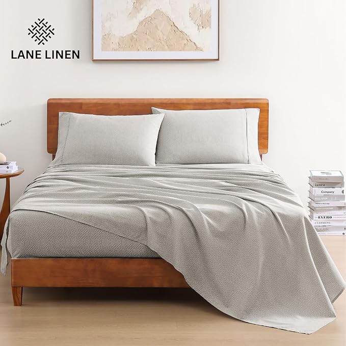 LANE LINEN Sustainably Produced 100% Organic Cotton Twin Bed Sheet Set, Soft & Breathable Naturally Cool Temperature Regulating Twin Sheet Set, Low Pilling Fade Resistant Bed Sheets- Snowdrop