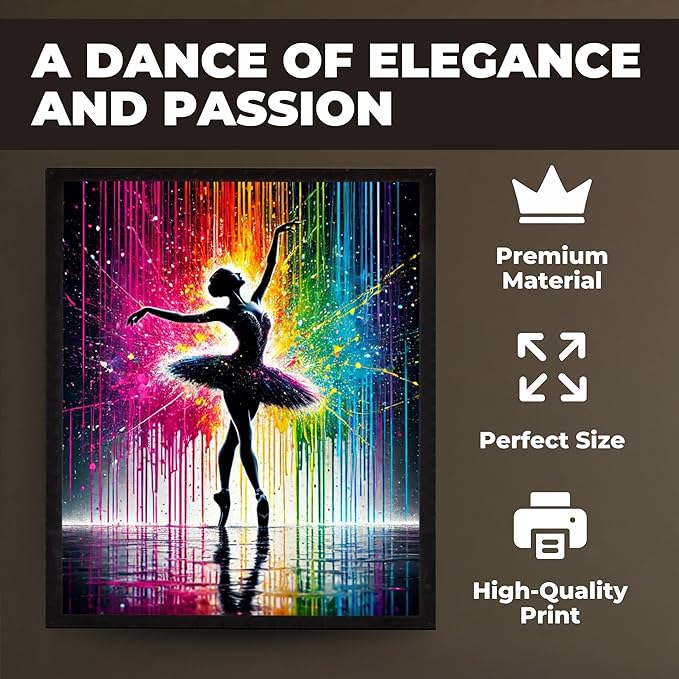 InkFlow Posters Art Ballerina Poster - Dancing Under The Rain Print - Abstract Art - Silhouette Art - Graffiti Print - Great Bedroom or Living Room Decor - 11x14 Unframed Canvas Print