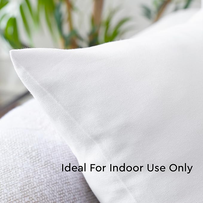 Encasa XO Throw Pillow Covers 12x20 in Set of 2 White | No Inserts | Cotton Pillow Covers for Living Room, Bed, Sofa, Couch | Decorative Cushion Covers with Improved Zipper
