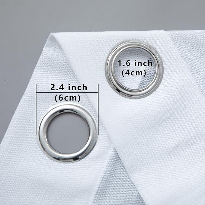Pitalk White 54 Inch Curtain Set for Bedroom 2 Panels Lightweight Semi Sheer Light Fitering Linen Bathroom Curtains for Window Sunroom 52x54 Inches Long