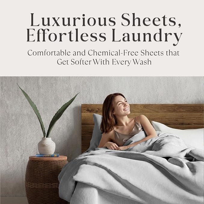 Delilah Home 100% Organic Cotton Twin Bed Sheet Set, GOTS & Vegan.org Verified, Long Stem 300 TC Sateen Bedding, Non-Synthetic, Deep Pocket Fitted Linen, Lightweight, All-Season, 3 Piece Set - Grey