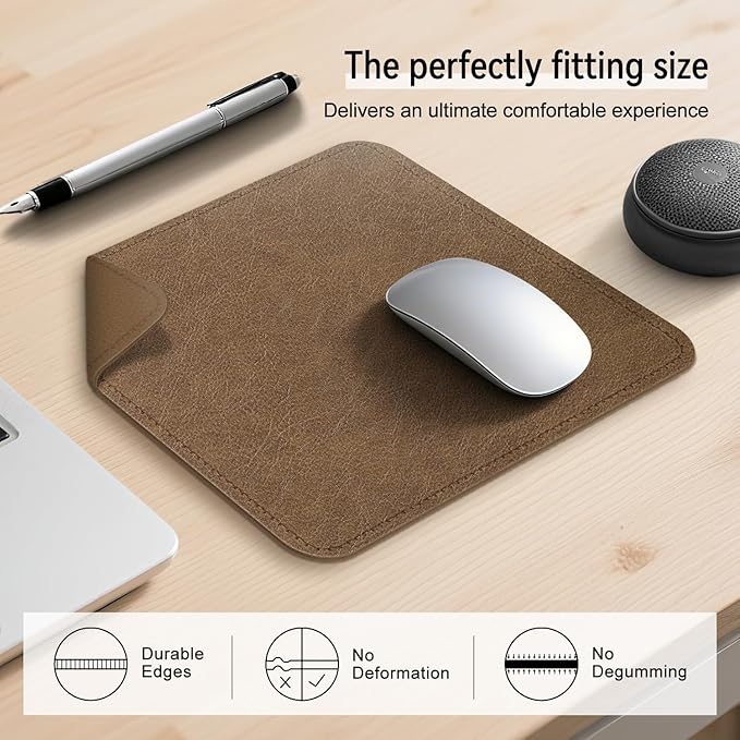 Imitation Crazy Horse Leather Desk Mat - Waterproof Desk Pad - Ideal for Large Mouse Pad and Desk Mats on Top of Desks (Camel+Camel, 11"*8")