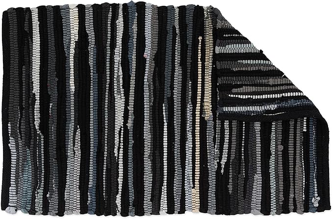 DII Chindi Home Collection Handwoven Multicolor Area Rag Rug, 20x31.5, Black