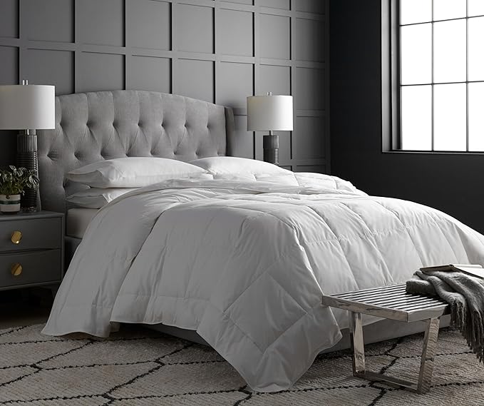DOWNLITE Lightweight Continuous Comfort™ Down Alternative Blanket for Warm Weather with Duvet Tabs (Hypoallergenic) (Double)