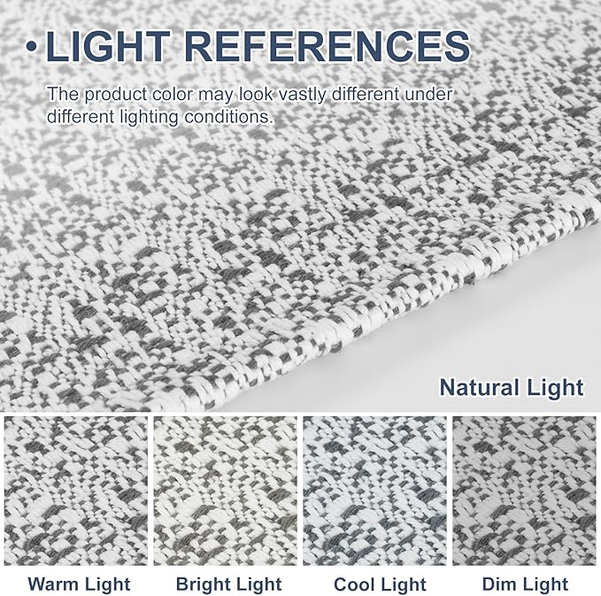 Collive Area Rugs 4x6, Farmhouse Machine Washable Living Room Rug Boho Woven Cotton Bedroom Rugs, Grey Modern Dining Room Rug Non Slip Indoor Carpet for Nursery Bedside Entryway Office