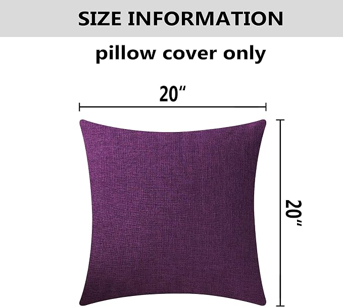 Home Brilliant Eggplant Pillow Covers 20x20 Couch Throw Pillows Linen Square Pillowcases for Couch Sofa, 20 x 20 inches(50cm), 2 Pieces, Purple