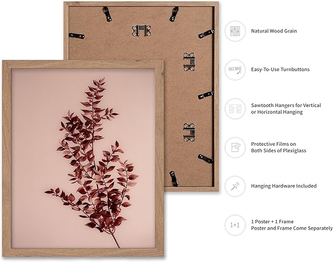 Monem Art Dried Red Botanical Branch Print - Minimalist Boho Nature Poster - Wall Decor for Living Room, Bedroom or Office - 8x10 Beige Framed Wall Art by Mareike Bohmer