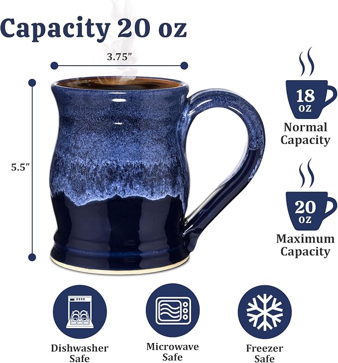 20oz Barrel Coffee Mug Handmade in the USA (Glossy Black/Green)