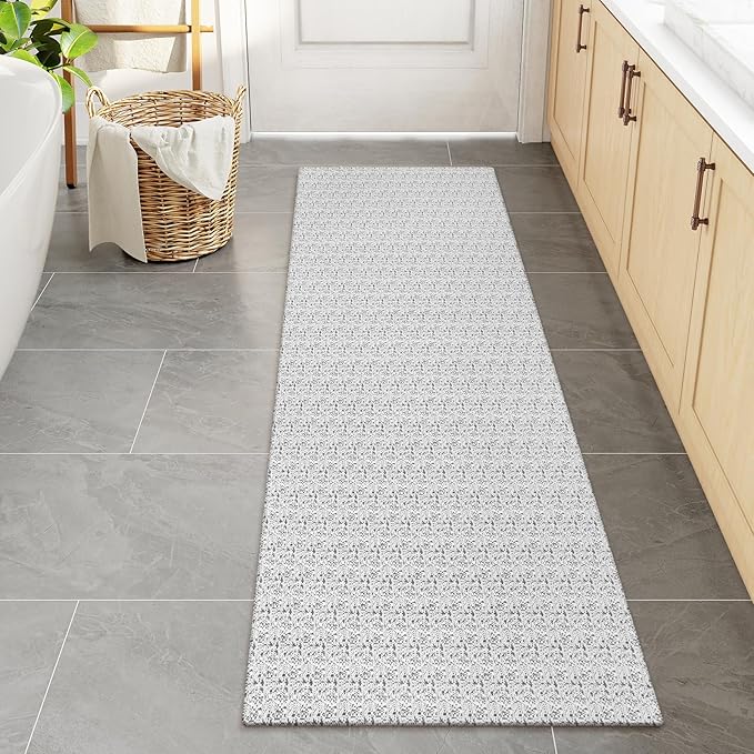 Collive Hallway Runner Rug 2x6 Kitchen Runner Rugs Non Slip Rubber Backed Gray Cotton Carpet Washable Farmhouse Rug Runners for Hallways Boho Floor Runners for Bedroom Entryway Laundry