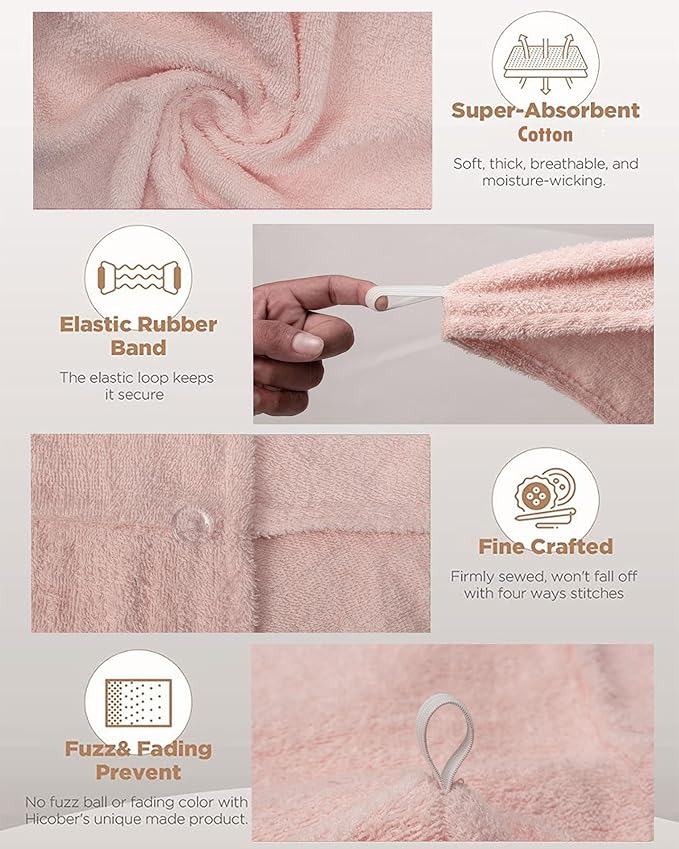 Textila 100% Cotton Hair Wrap Towels for Women (Pack of 2, Plum & Pink) – Soft & Absorbent Turban Towels for Long, Curly, Frizz-Prone Hair