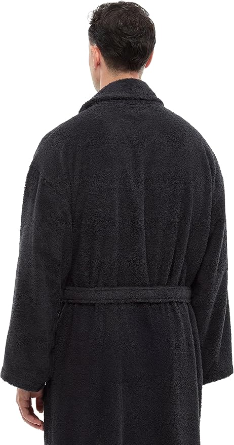 Arus Men's Shawl Collar Robe, Turkish Terry Cotton Bathrobe with Regular and Full Length Options