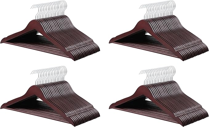 Amazon Basics Durable Wooden Suit Clothes Hangers - Cherry (Pack of 80)