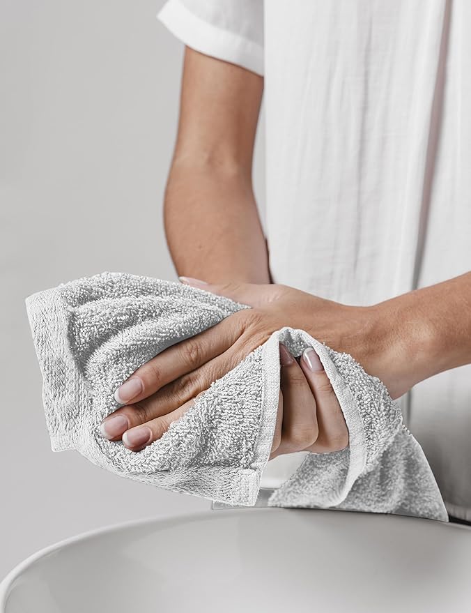 100% Organic Cotton Towels 650 GSM Plush Feather Touch Quick Dry Wash Cloth, Pack of 24 GOTS Certified, Oeko-Tex Green Certified, Organic Cotton Wash Cloth, 13"X13"