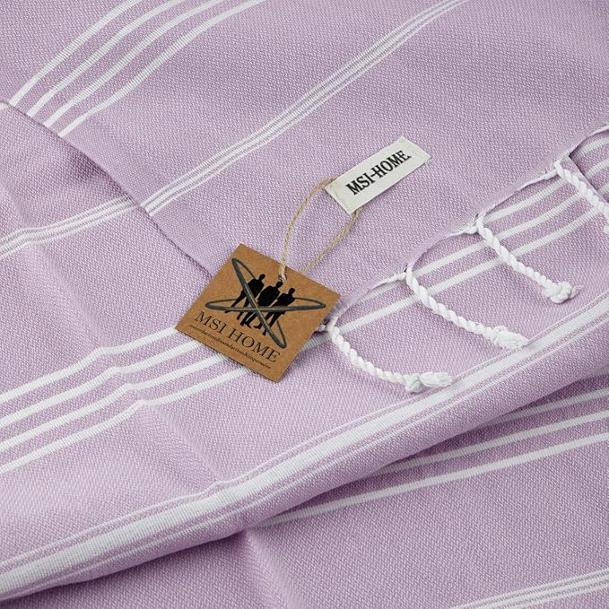 100% Organic Turkish Cotton Beach and Bath Towel, Peshtemal Towel Blanket, Quick Dry Sand Free, Oversized Light Compact, Diamond Weave, Prewashed, 71 x 39 Inches (Lilac)