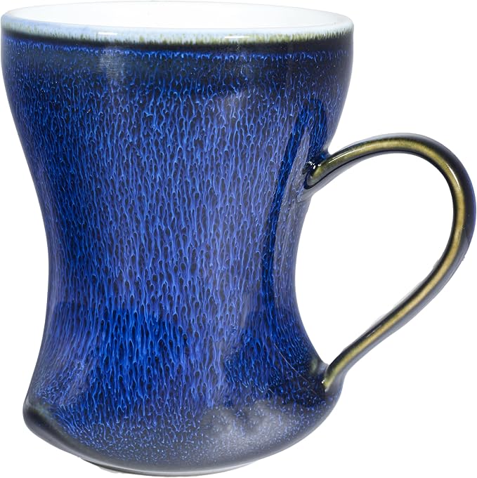 12Oz Color Glazed Ceramic Coffee Mug,Cool Cup With Handle Suitable for Office and Home,Drinking Coffee, Tea, Cocoa and Milk Lead cadmium free, Dishwasher Microwave Safe (Brushed blue)