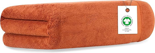 Organic Cotton Luxuriously Plush Bath Sheet | GOTS & Oeko-TEX Certified | Premium Hotel Quality Towels | Feather Touch Technology| 650 GSM Long Staple|Soft, Quick Dry & Ultra-Absorbent 36"x70"