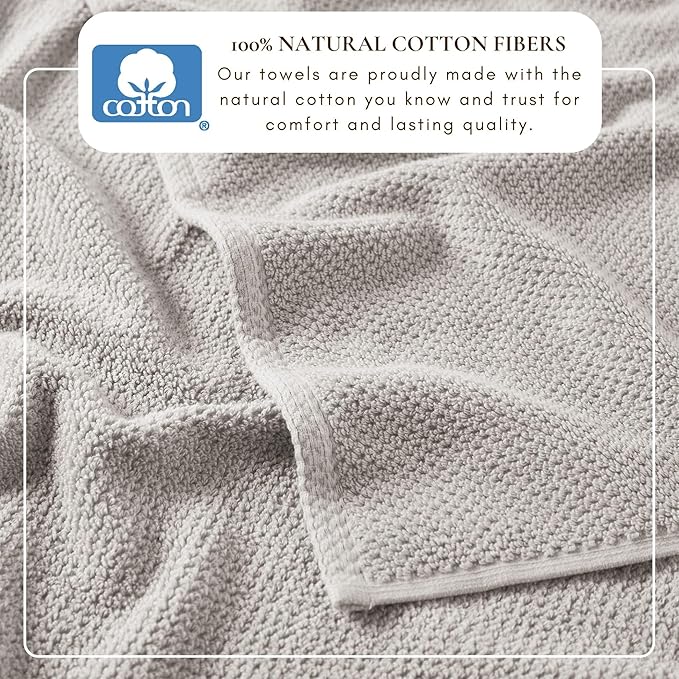 Great Bay Home 100% Cotton 6 Piece Bath Sheet Set - Absorbent, Quick-Drying, Durable Bath Towels for Bathroom Decor - Low-Twist, Two-Ply Fibers (Light Grey)