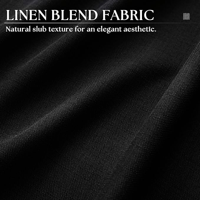 Extra Long Black Curtains 120 In Length 2 Panels Set for Living Room Grommet Ring Neutral Farmhouse Faux Linen Drapes Light Filtering Semi Sheer Curtain 120 Inches Floor Ceiling Patio Sliding Door