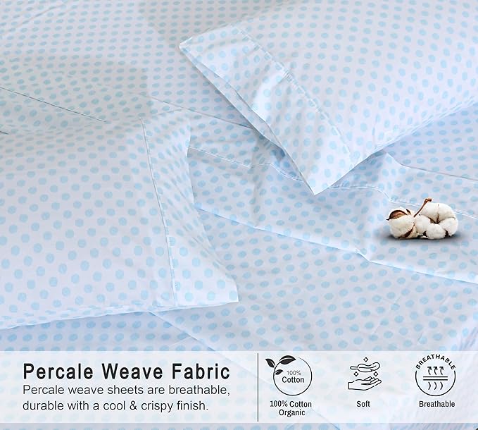 RUVANTI 100% Cotton Organic Percale Sheets Split King Size – Crisp Cooling Bed Sheets for Hot Sleepers, Deep Pocket 15”, Soft Peach Finish, Breathable & Durable Hotel-Style 5 Pcs, Circle Imprint