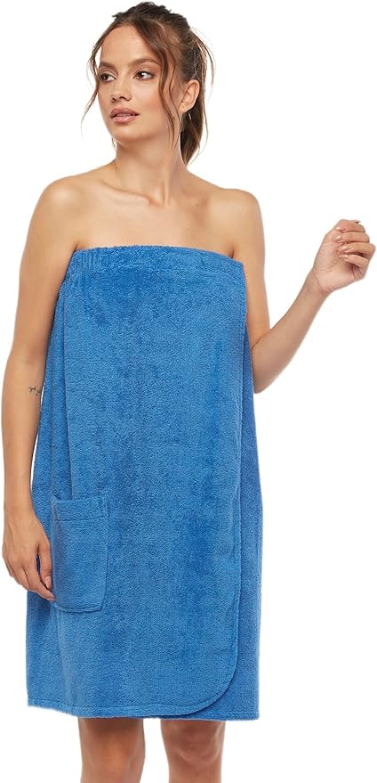 Arus Women's Bathrobe GOTS Certified Organic 100% Turkish Terry Cotton Robe Adjustable Closure Bath Wrap