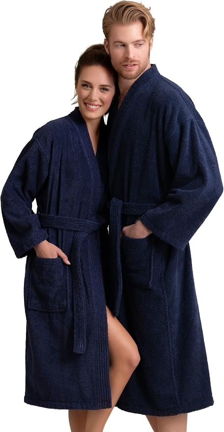Women's Turkish Terry Kimono Style Bathrobe - 100% Cotton Robe for Women - Comfortable & Absorbent - Soft & Cozy Wear
