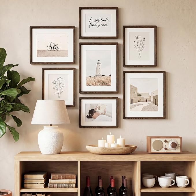 Fun Memories 16 x 20 Picture Frame, Natural Wenge Wood Photo Frames with HD Tempered Glass, Handcrafted Rounded Corner 16x20 Wooden Frames Matted to 11x14 Photos, Horizontal or Vertical Wall Display