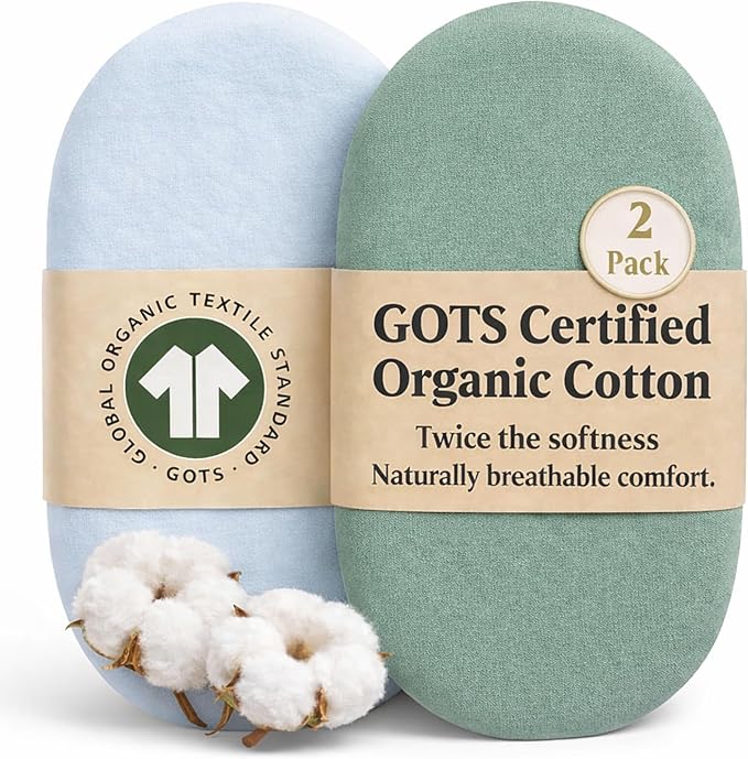 GOTS Organic Bassinet Sheets Compatible with Halo BassiNest Swivel Sleeper, 4moms mamaRoo Sleep Bassinet, Pure Ultra Soft Turkish Organic Cotton