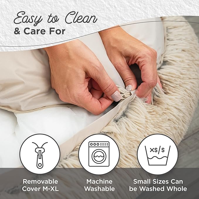 Best Friends by Sheri The Original Calming Donut Dog Bed for Large Dogs up to 100 lbs, Shag Faux Fur, Frost Gray, Large, 36" x 36"