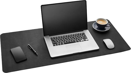 Gallaway Leather Desk Mat, Office Writing Desk Pad, Large 36" x 17" Black, for Top of Desks, Gift Ready Elegant Computer Desk Cover Protector PU Leather