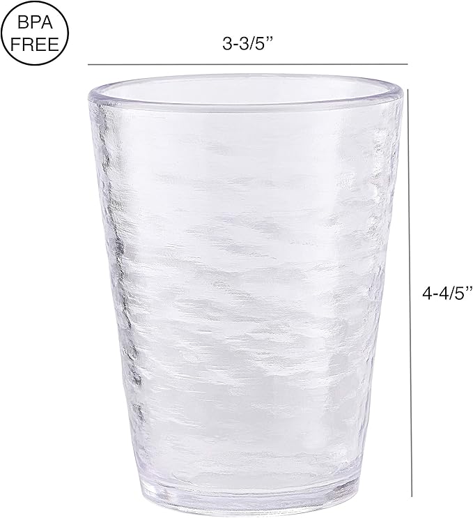 KLIFA- RIPPLE- 16 ounce, Set of 6, Acrylic Tumbler Drinking Glasses Cups, BPA-Free, Stackable Plastic Drinkware, Dishwasher Safe, Clear