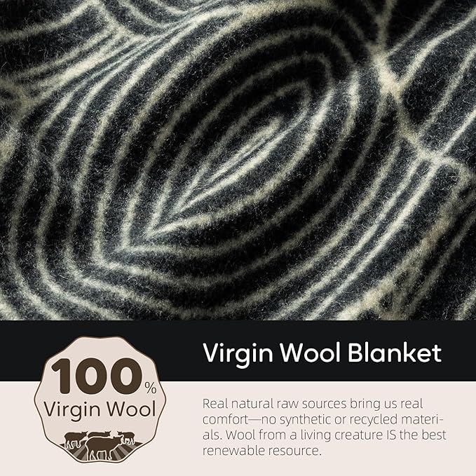 Molithe 100% Wool Blanket, 62" x 86", Warm, Thick, Washable, Military Wool Blanket, Great for Camping, Outdoors, Sporting Events, Survival Kits Scale