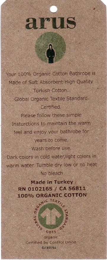 Arus Women's Organic Certified Cotton Hooded Full Length Turkish Bathrobe | GOTS Certified