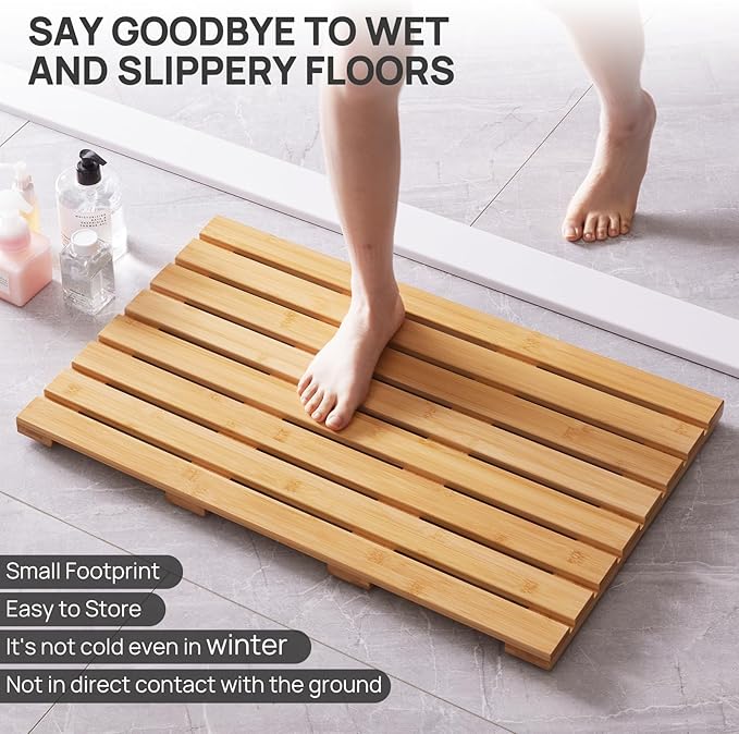 Bath Mat for Shower, Wooden Floor Mat for Bathroom,Non-Slip | Heavy Duty, Shower Mat for Indoor Outdoor