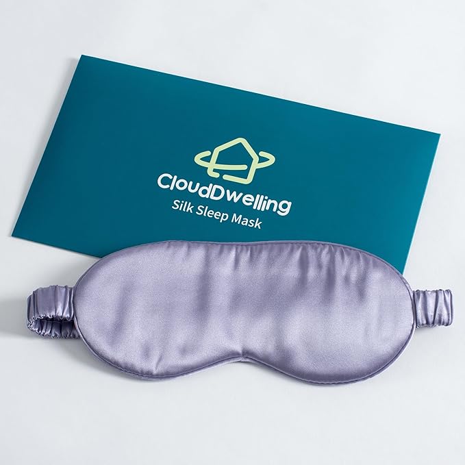100% 22 Momme 6A Grade Double-Sided Pure Mulberry Silk Eye Mask Soft Breathable Sleep Blindfold with Elastic Headband for Men and Women Pack of 1 (Purple)